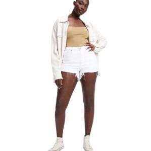 Good American NWT Bombshell Denim Shorts White Women's Size 22